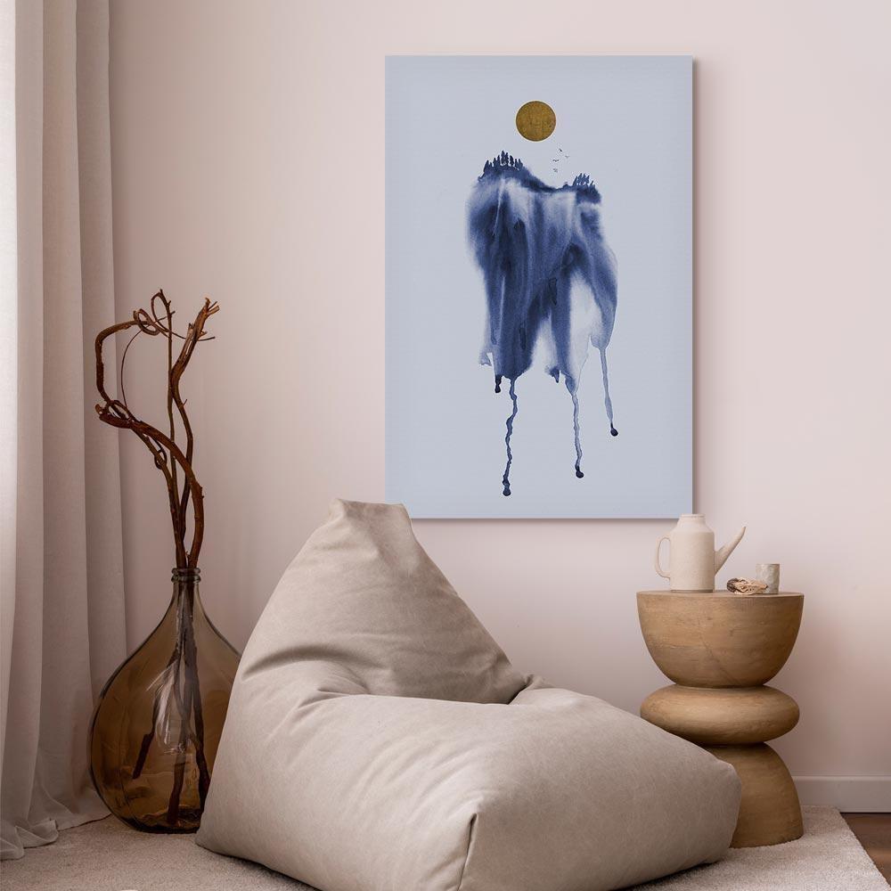 Leinwandbild - Forest in Watercolors (1-part) - Blue Hue Landscape Abstraction