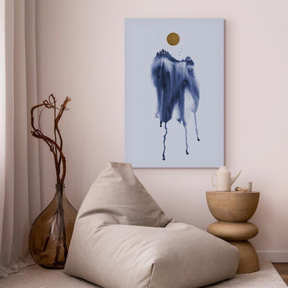 Leinwandbild - Forest in Watercolors (1-part) - Blue Hue Landscape Abstraction