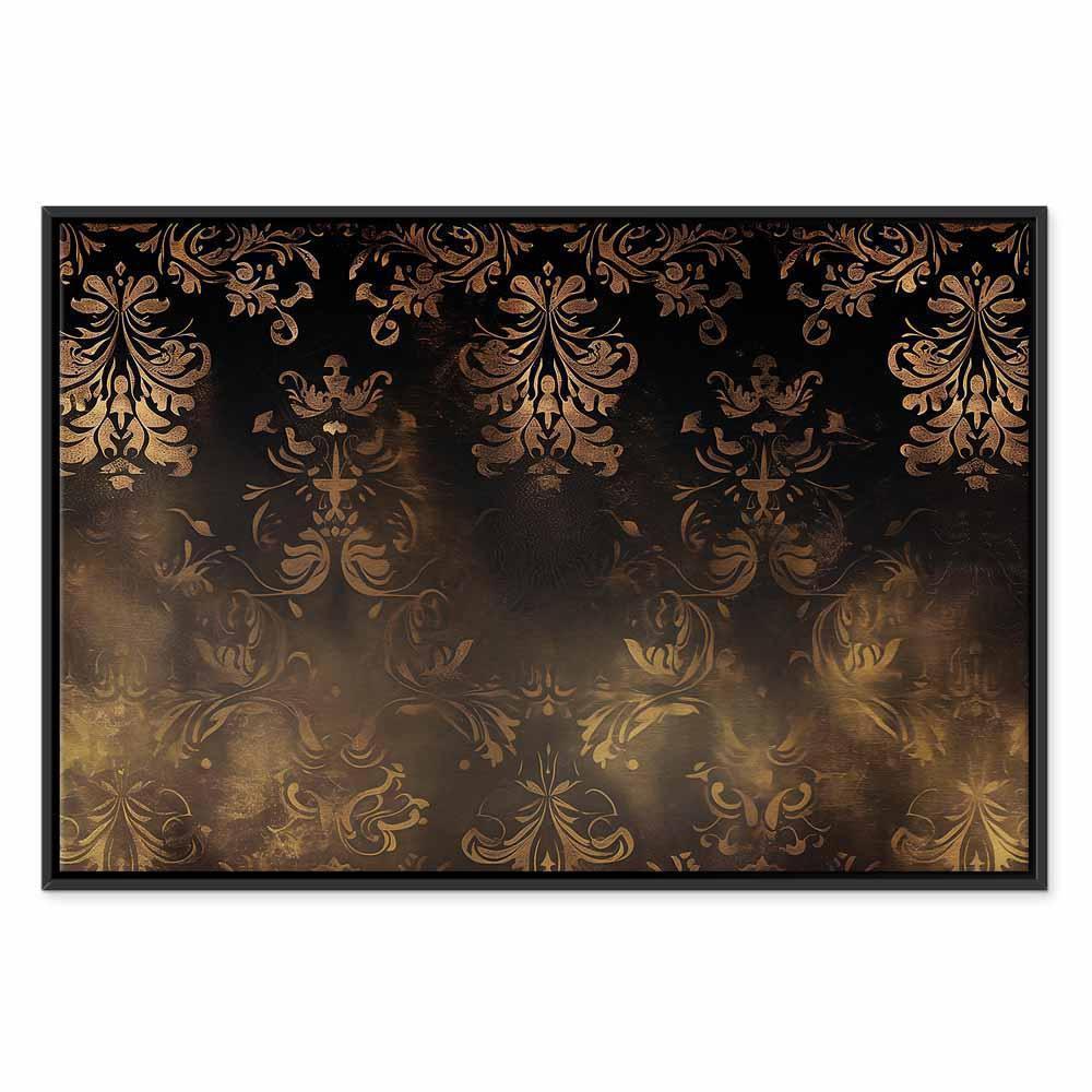 Leinwandbild - Baroque Ornaments in Patinated Gold and Browns: Retro Motif