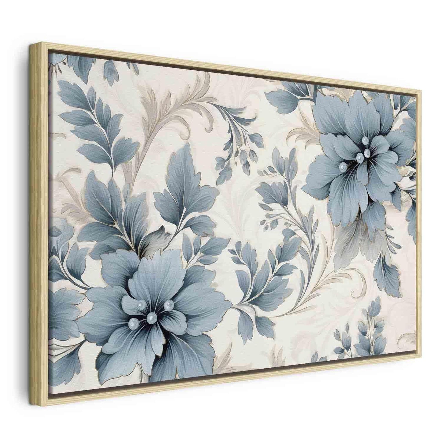 Leinwandbild - Turquoise Flowers in Retro Ambience Floristic Ornaments Artgeist