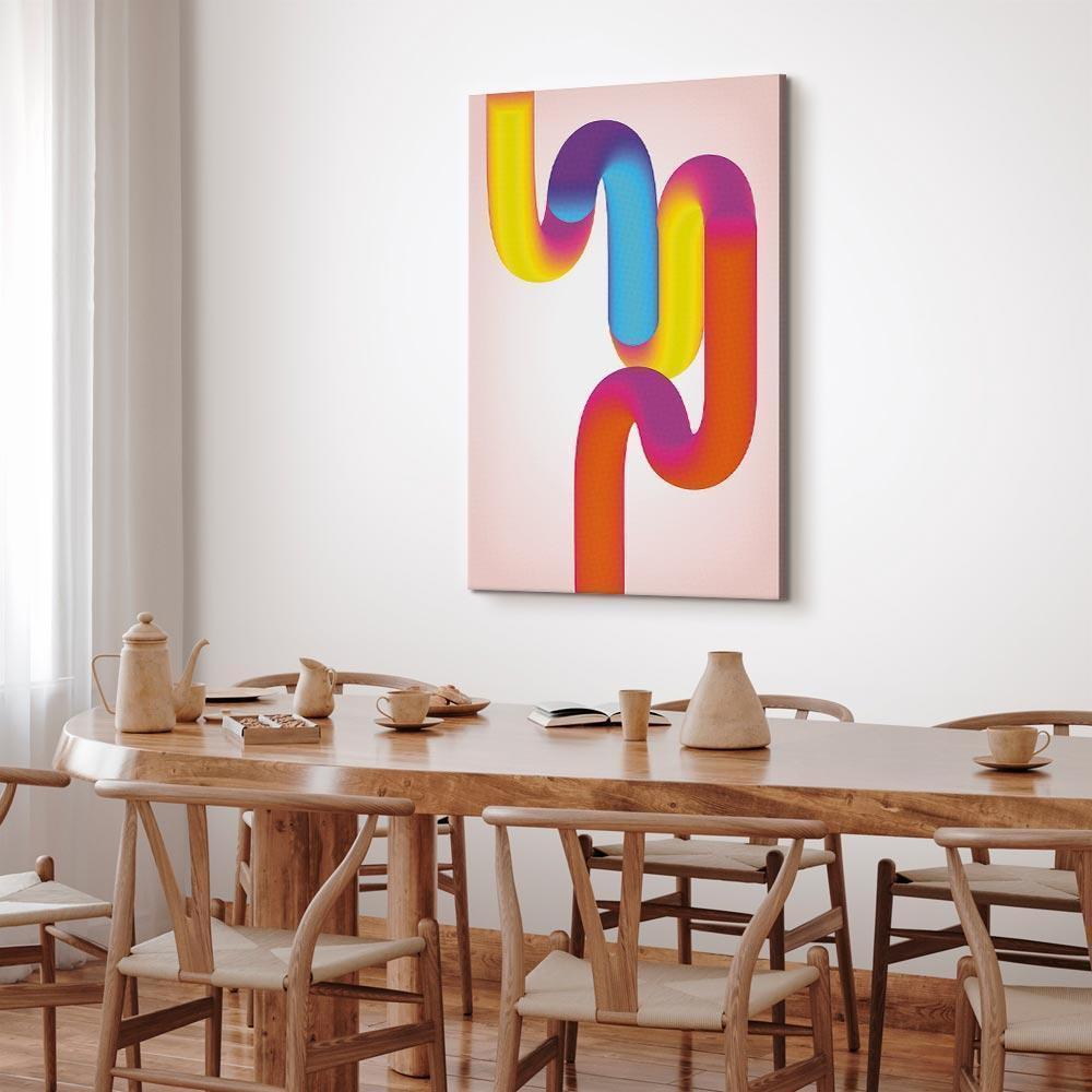 Leinwandbild - Colorful Turns - Dynamic Composition in Shades of Yellow Pink and Blue