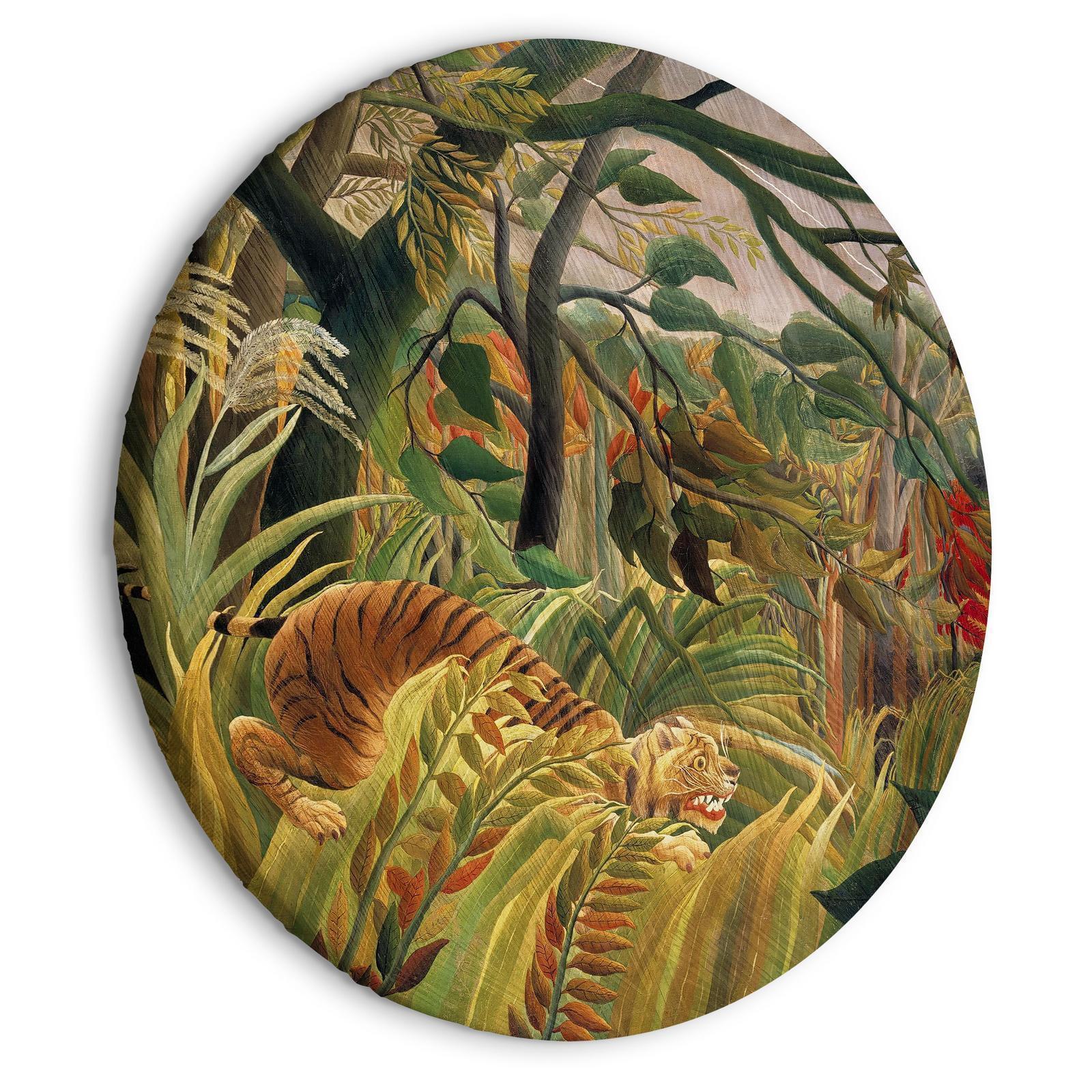 Rundes Bild - Tiger in a Tropical Storm (Henri Rousseau) Artgeist