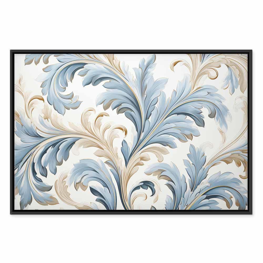 Leinwandbild - Baroque Ornaments in Light Cream-Blue Hues