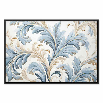 Leinwandbild - Baroque Ornaments in Light Cream-Blue Hues
