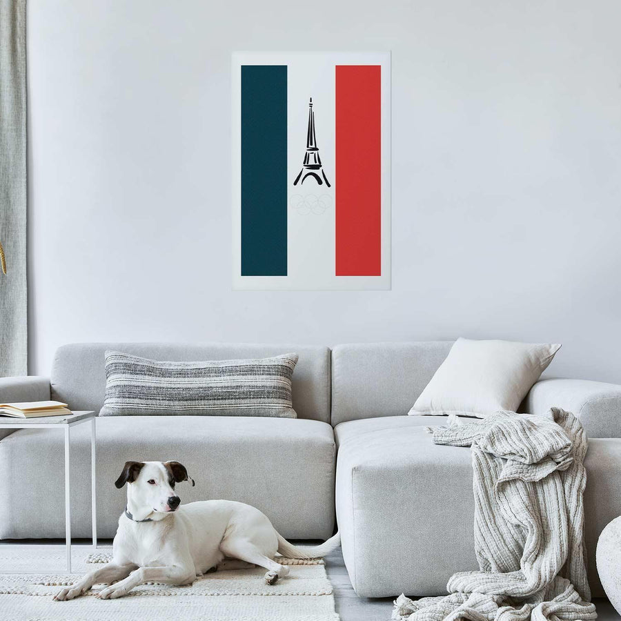 Poster - Graphic Eiffel Tower Against the French Flag Artgeist