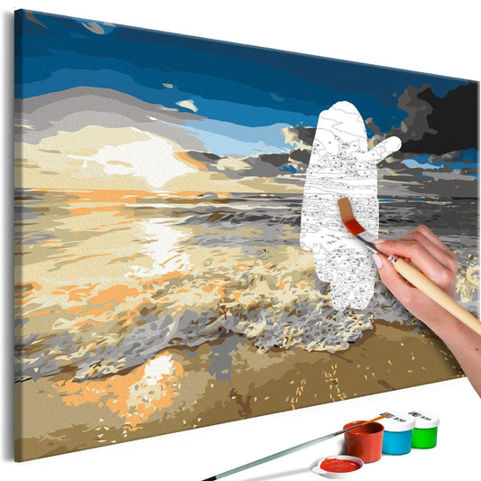 Wandbild zum Ausmalen Blendende Sonne - Malen nach Zahlen Set mit Sonnenuntergang