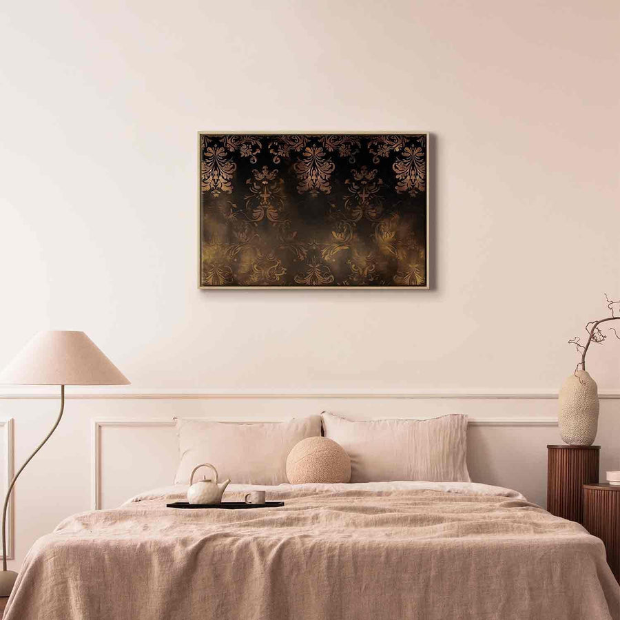 Leinwandbild - Baroque Ornaments in Patinated Gold and Browns: Retro Motif Artgeist