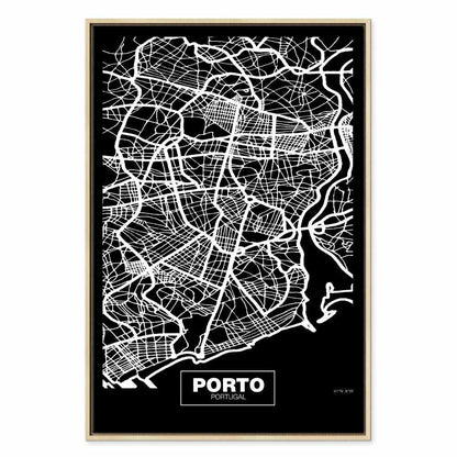 Leinwandbild - Negative Map: Porto (1 Part) Vertical