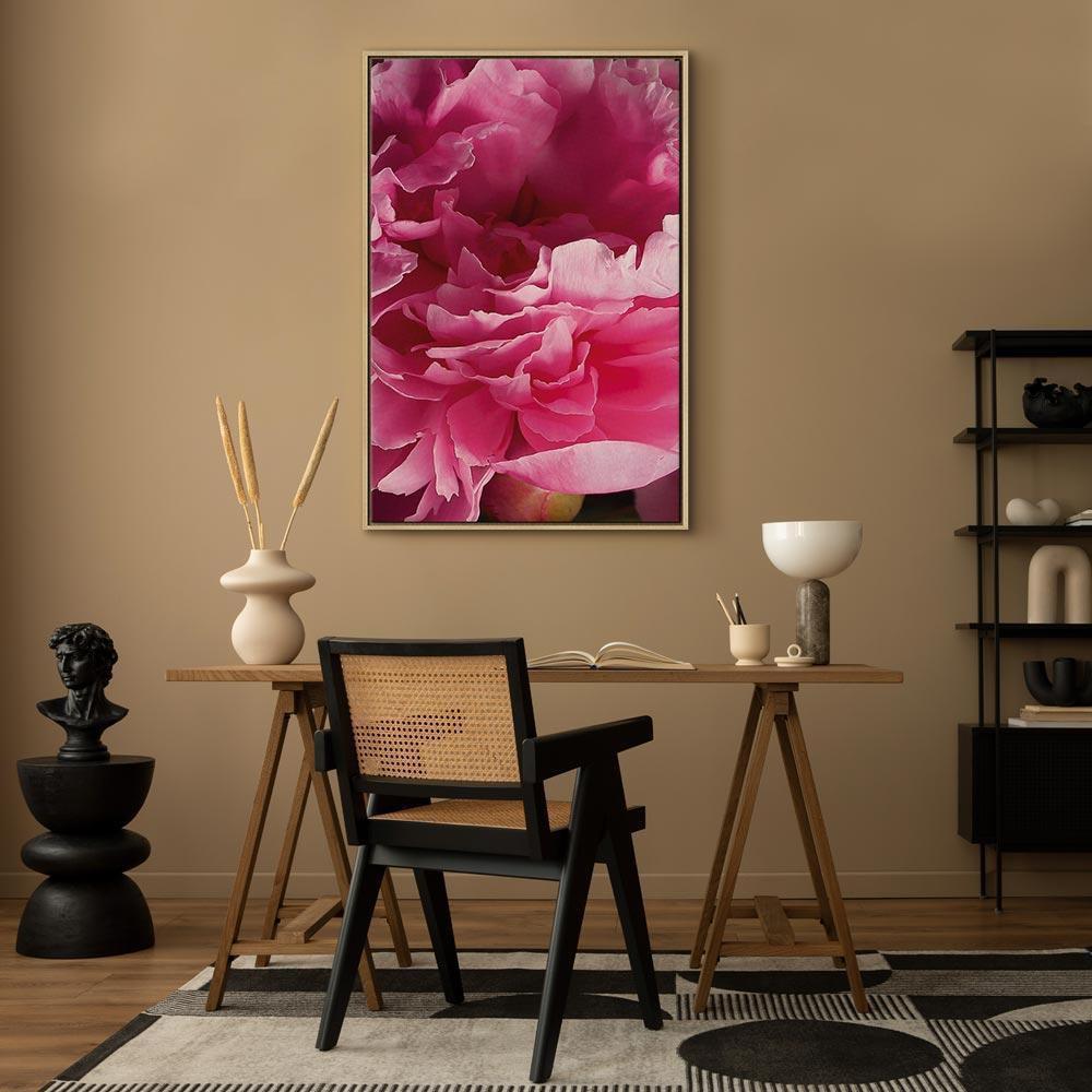 Leinwandbild - Blossom of Beauty (1-part) - Pink Peony Flower Embraced by Nature
