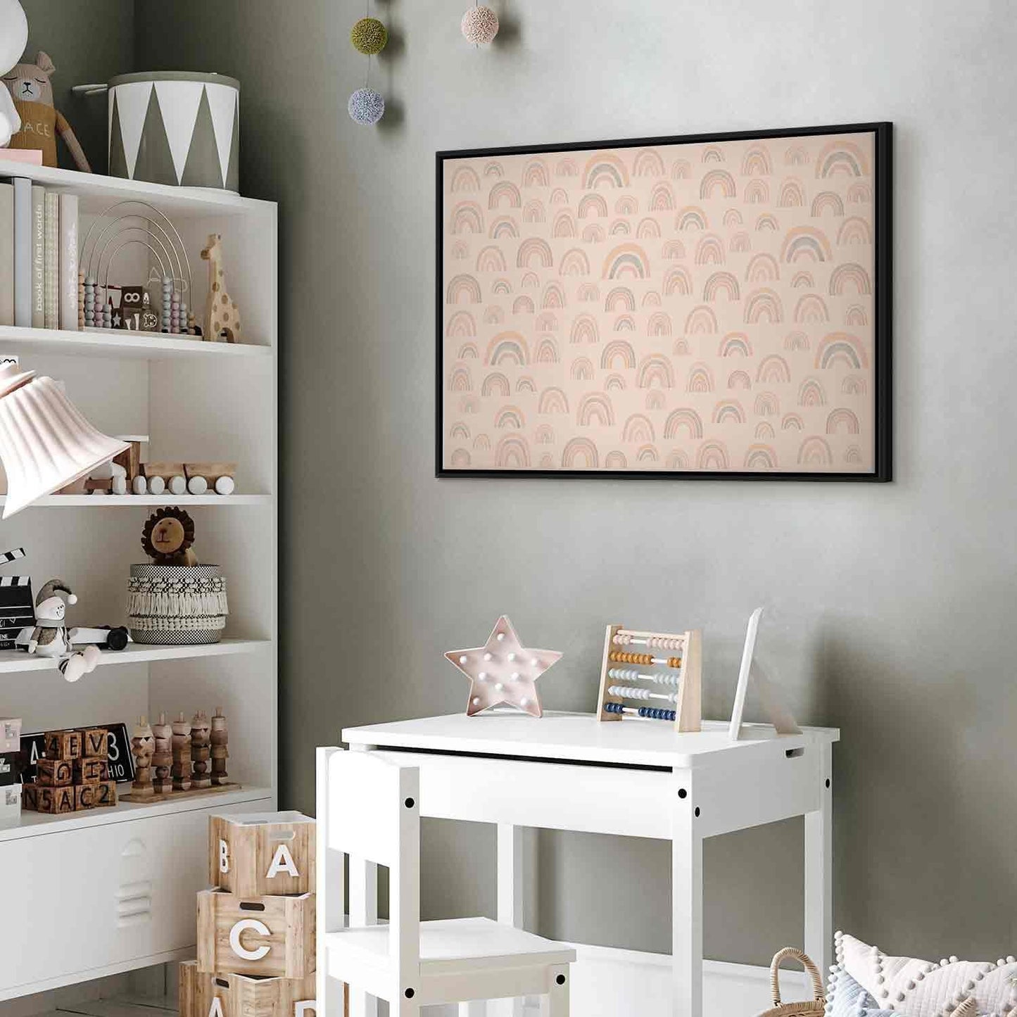 Leinwandbild - August Sky - Various Sizes of Rainbows in Calm Colors