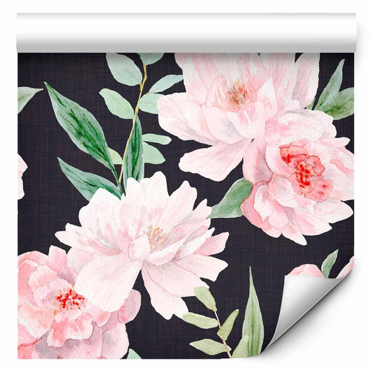Tapete - Peonies on graphite background