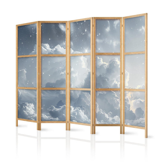 Japanischer Paravent - Astral Calm: Stars Scattered Over Delicate Clouds Artgeist