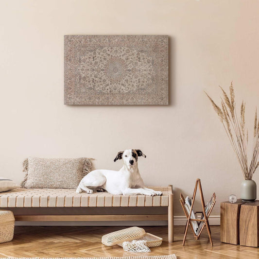 Leinwandbild - Sand carpet - worn Persian carpet with rich decorative motifs