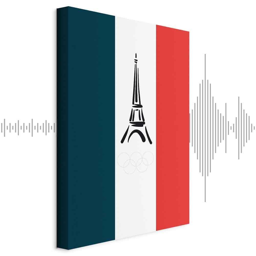 Leinwandbild - French Flag With Graphic Eiffel Tower