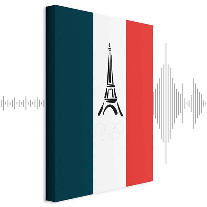 Leinwandbild - French Flag With Graphic Eiffel Tower