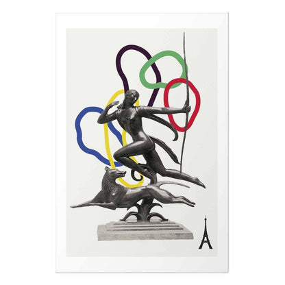 Poster - Collage Graphic - Woman Shooting a Bow