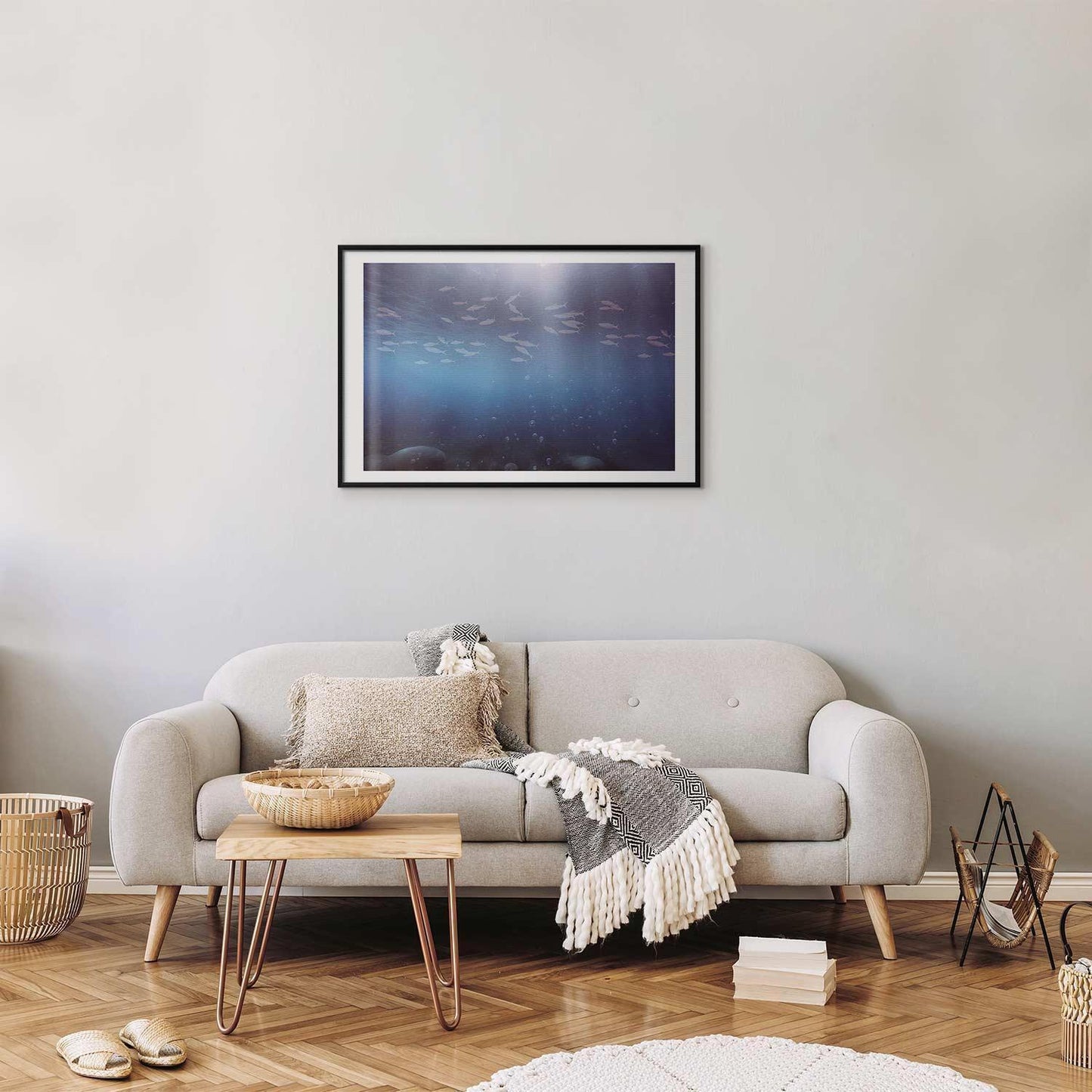 Poster Fische in der Tiefe  – Tiefsee-Fisch im mystischen Blau
