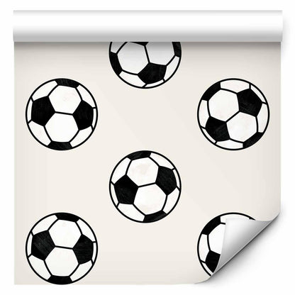 Tapete mit klassischen Fußballmotiven in Kinderzimmer

