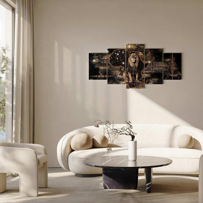 Leinwandbild - Golden Lion (5 Parts) Wide