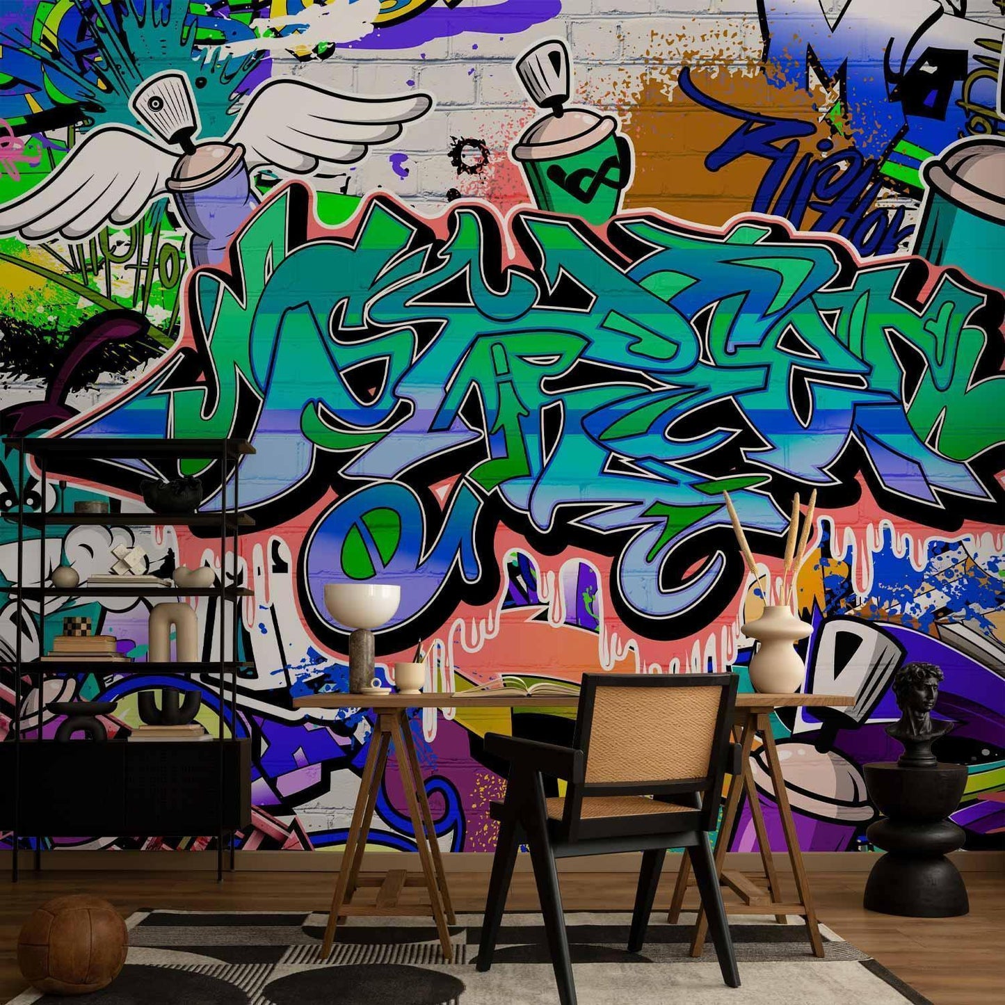 Fototapete - Graffiti: blue theme