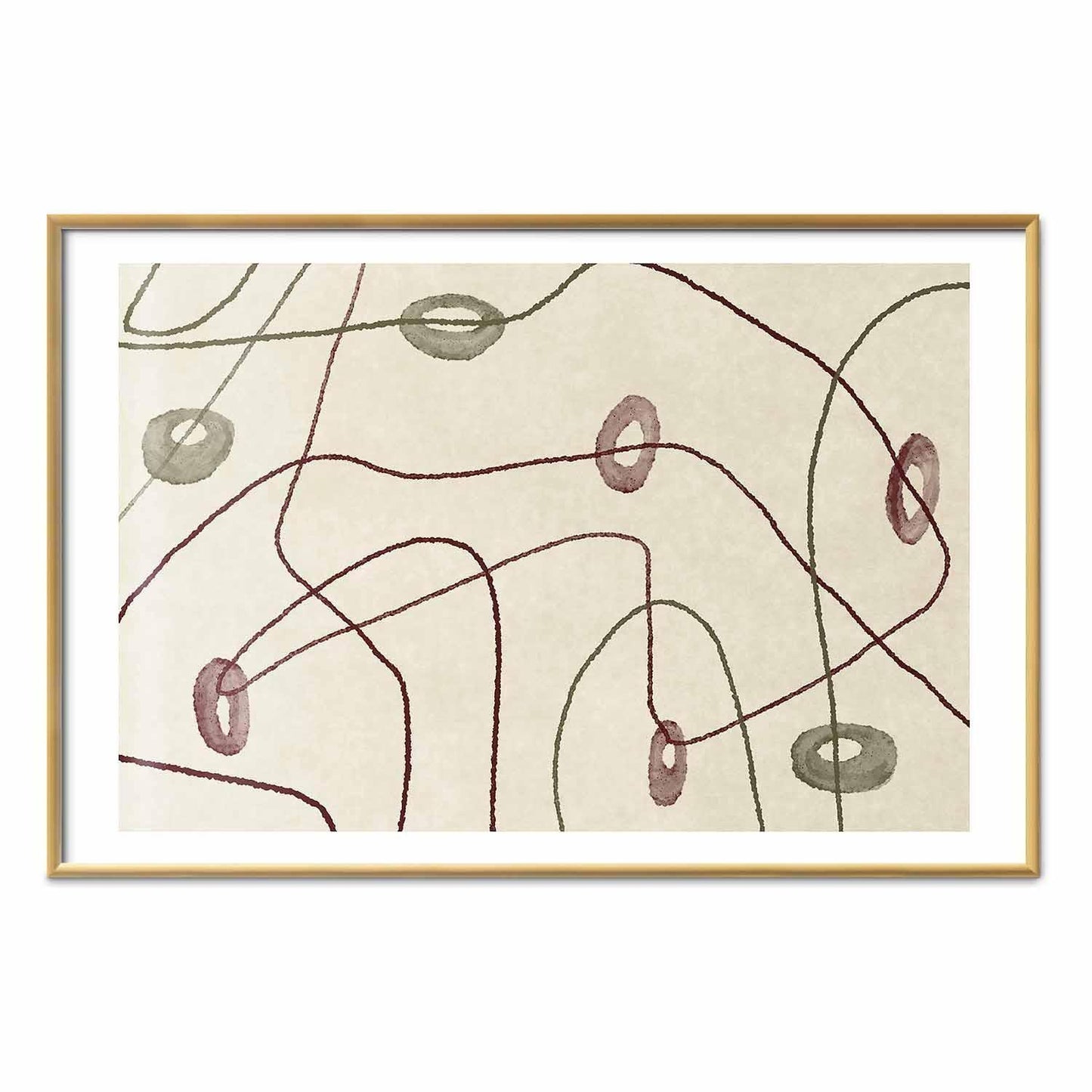 Poster - Lines and Shapes - a bead labyrinth on a pale, worn background