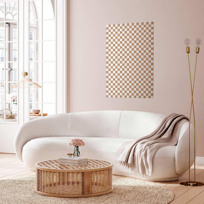 Poster - Geometry and Browns - a chessboard pattern in neutral shades Artgeist