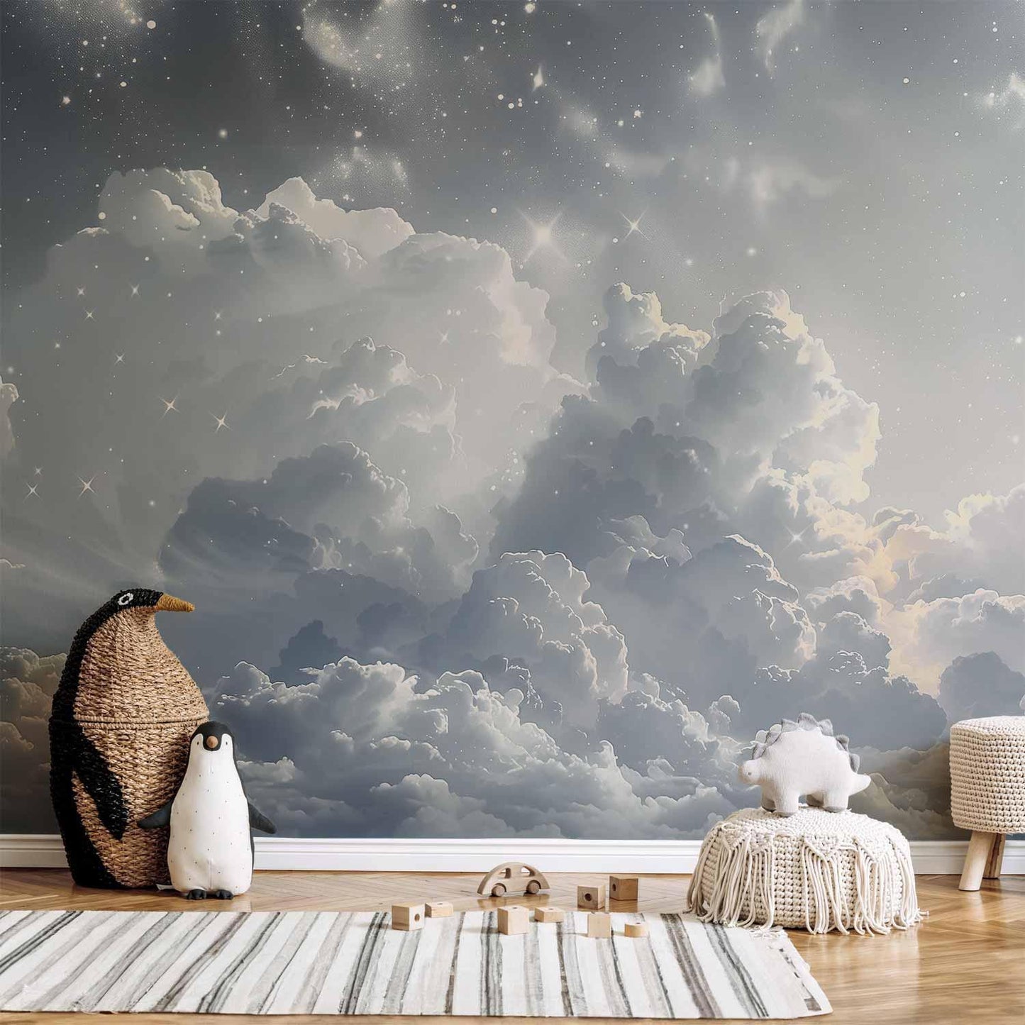 Fototapete - Astral Calm: Stars Scattered Over Delicate Clouds Artgeist