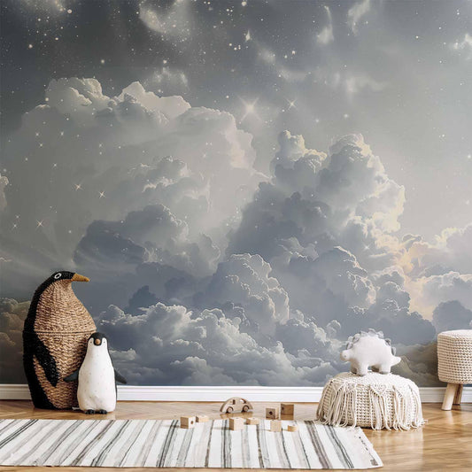 Fototapete - Astral Calm: Stars Scattered Over Delicate Clouds Artgeist