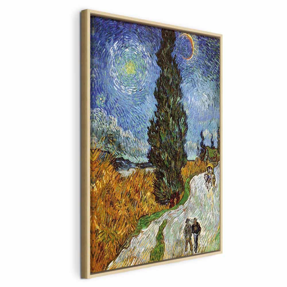 Leinwandbild - Vincent van Gogh – Road with Cypress and Star
