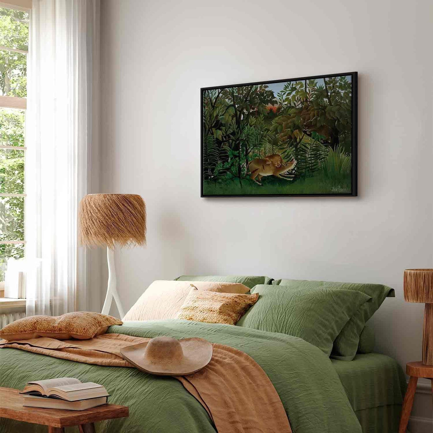 Leinwandbild - Le Lion ayant faim se jette sur l'Antilope (Henri Rousseau) Artgeist