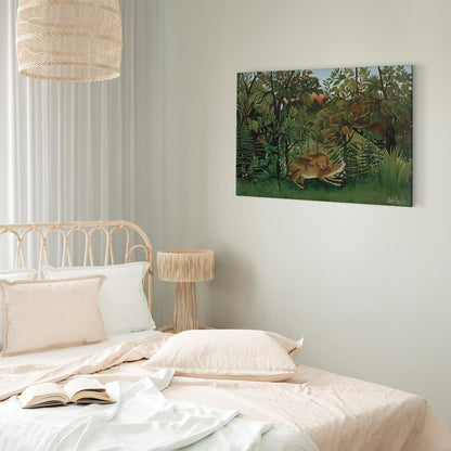 Leinwandbild - Henri Rousseau – Le Lion ayant faim se jette sur l'Antilope