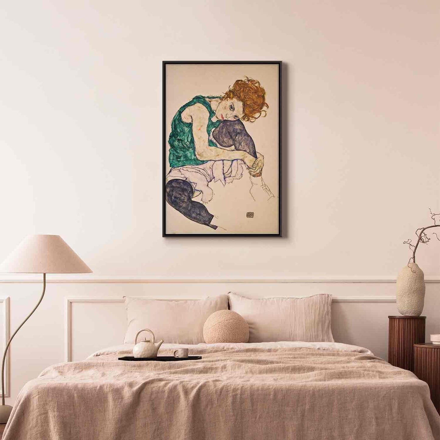 Leinwandbild - Seated Woman with Legs Drawn Up Artgeist