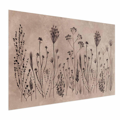 Poster - Field Flowers - black plants on a lime wash background Artgeist