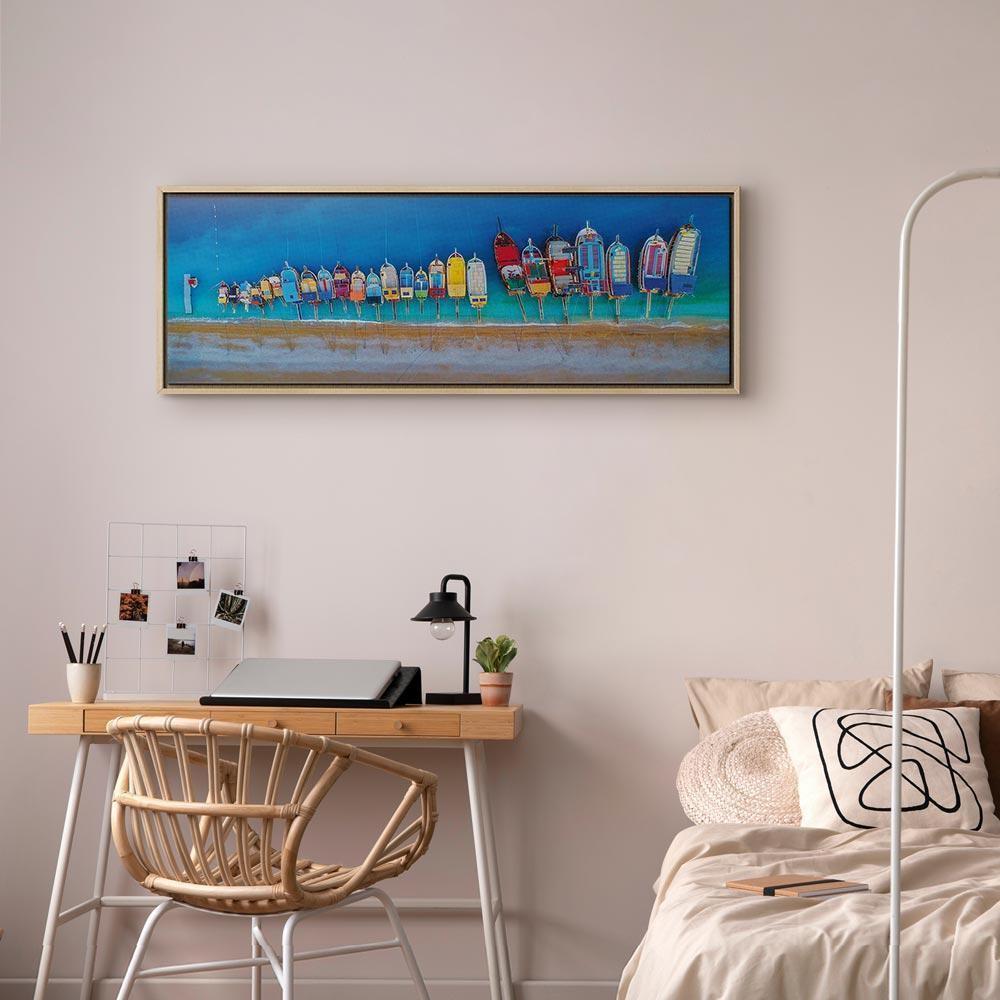 Leinwandbild - Colourful Boats (1 Part) Narrow