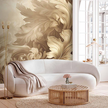 Fototapete - Carved Baroque Ornaments: Rich Composition in Sepia Colors Artgeist