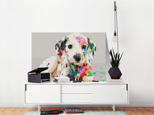 Farbenfroher Hund Kunstwerk - Malen nach Zahlen für Tierliebhaber