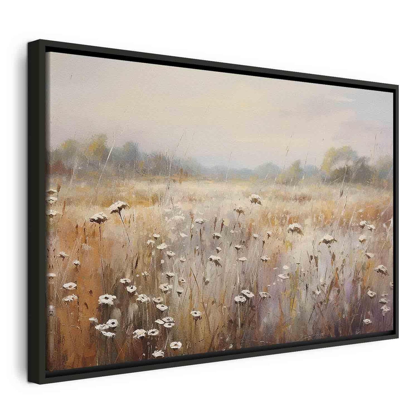 Leinwandbild - Impressionist meadow – field landscape in a pastel colour palette