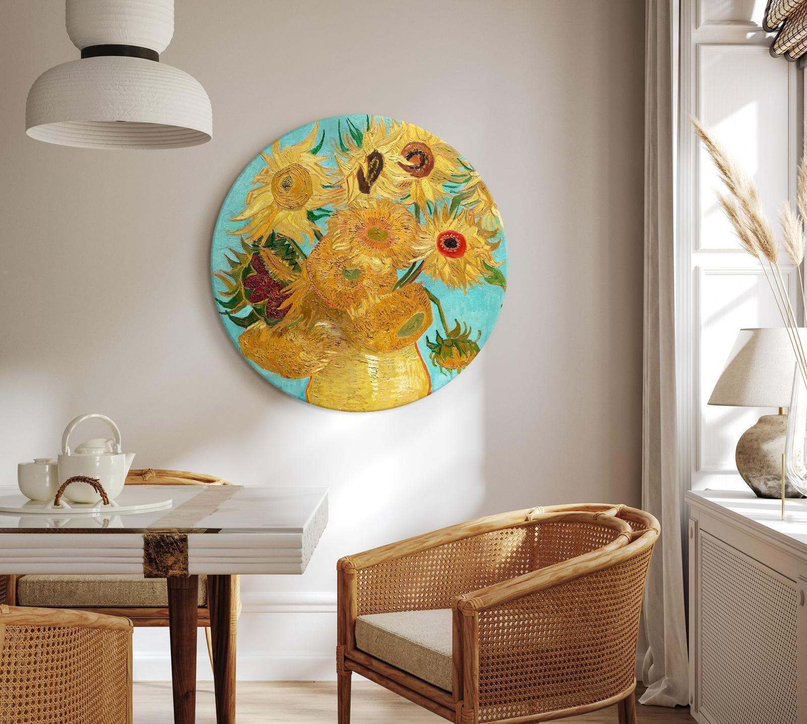 Rundes Bild - Vase mit zwölf Sonnenblumen (Vincent van Gogh) Artgeist