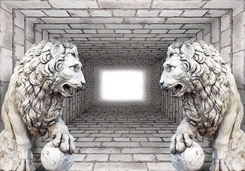 Fototapete - Stone Lions Artgeist