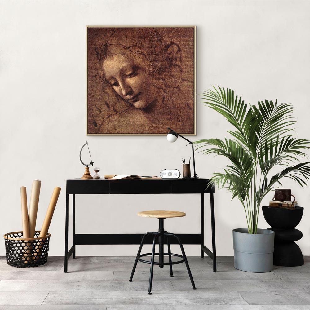 Leinwandbild - Leonardo da Vinci – Head of a Young Woman (Leda)