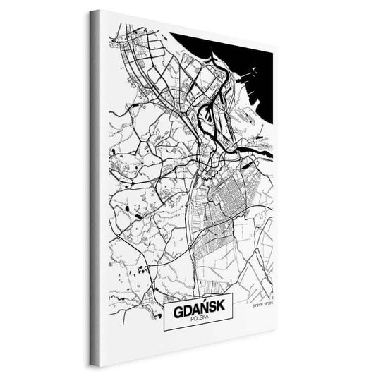 Leinwandbild - City Plan: Gdansk (1 Part) Vertical