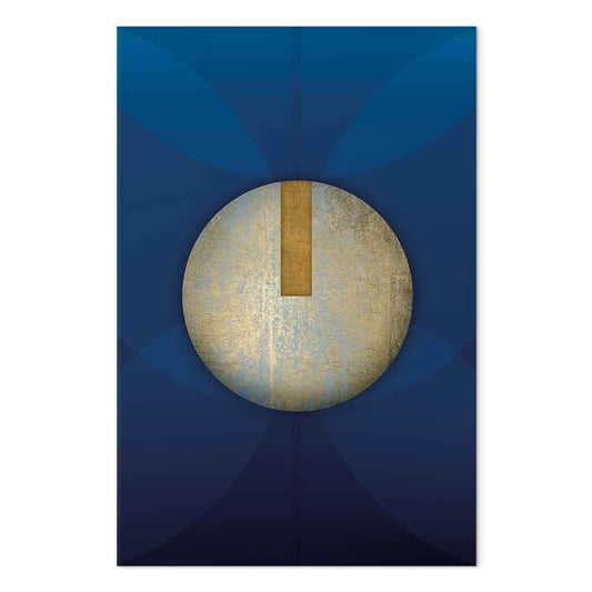 Leinwandbild - In the Shadow of Classic Blue (1-part) - Golden Circle in Abstraction