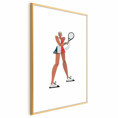 Poster - Tennis Player with a Racket on a White Background - Illustration Artgeist