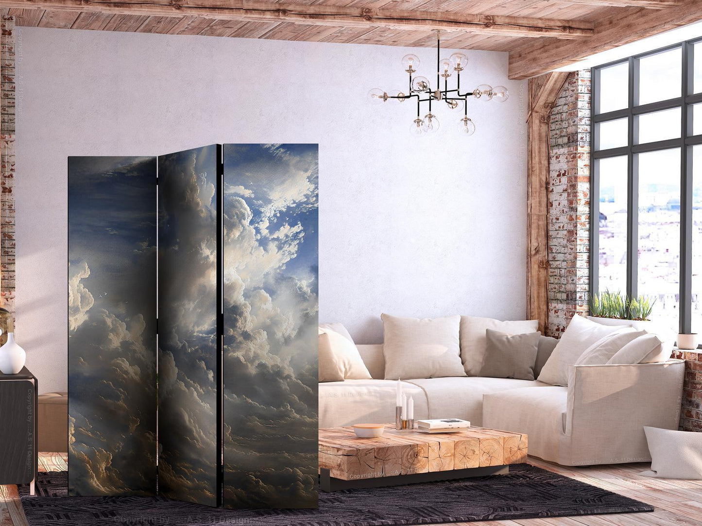 Paravent - Golden Reflections on Clouds Foretelling Dusk Artgeist