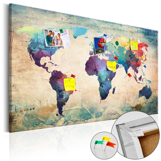 Korkbild - Colorful World Map