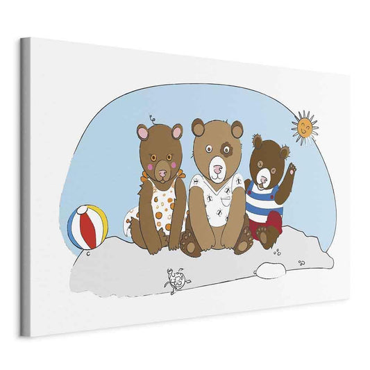 Leinwandbild - Teddy Bears on the Beach (1 Part) Wide