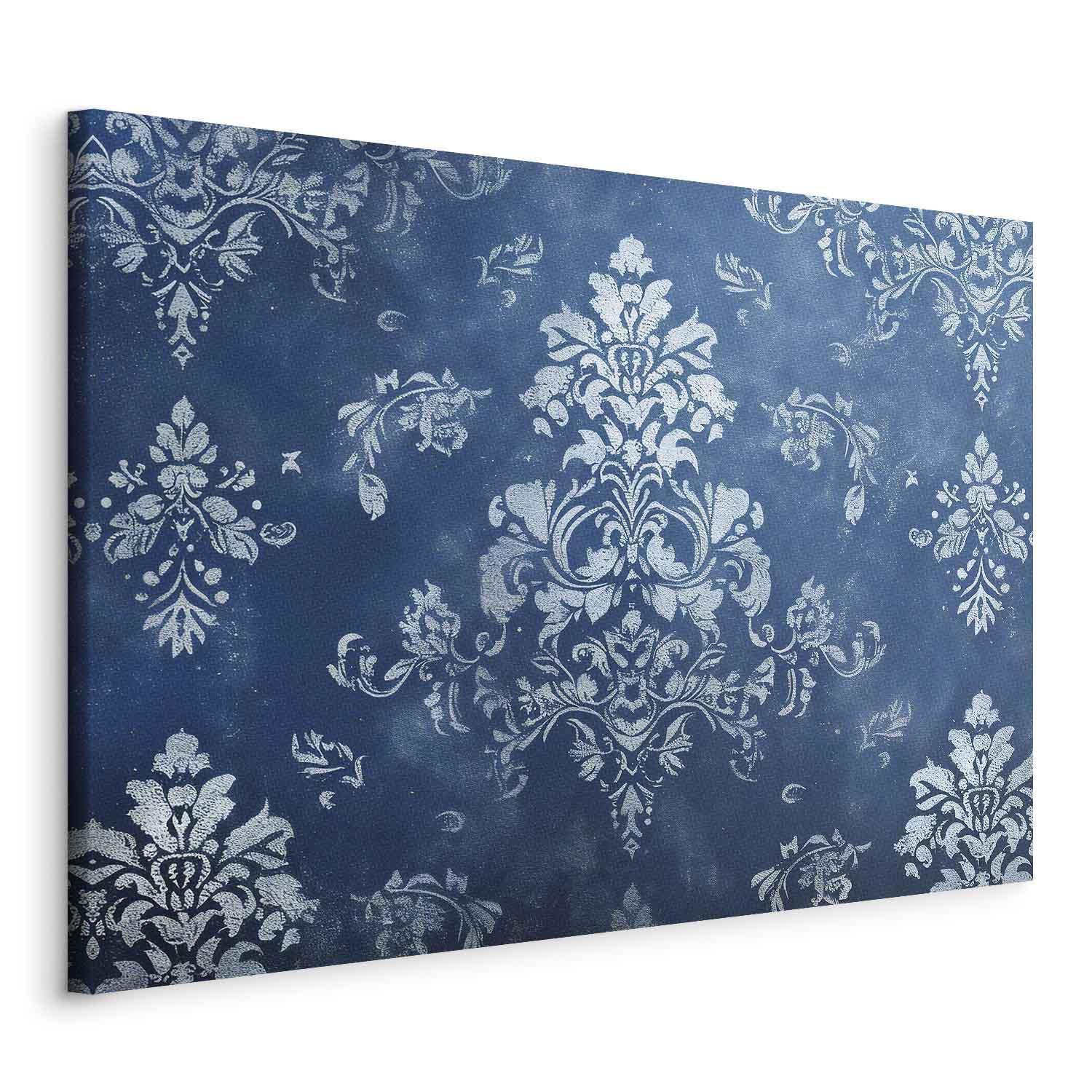 Leinwandbild - Retro Ornament Decorative Motif in Worn Blues Artgeist