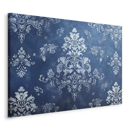 Leinwandbild - Retro Ornament Decorative Motif in Worn Blues Artgeist
