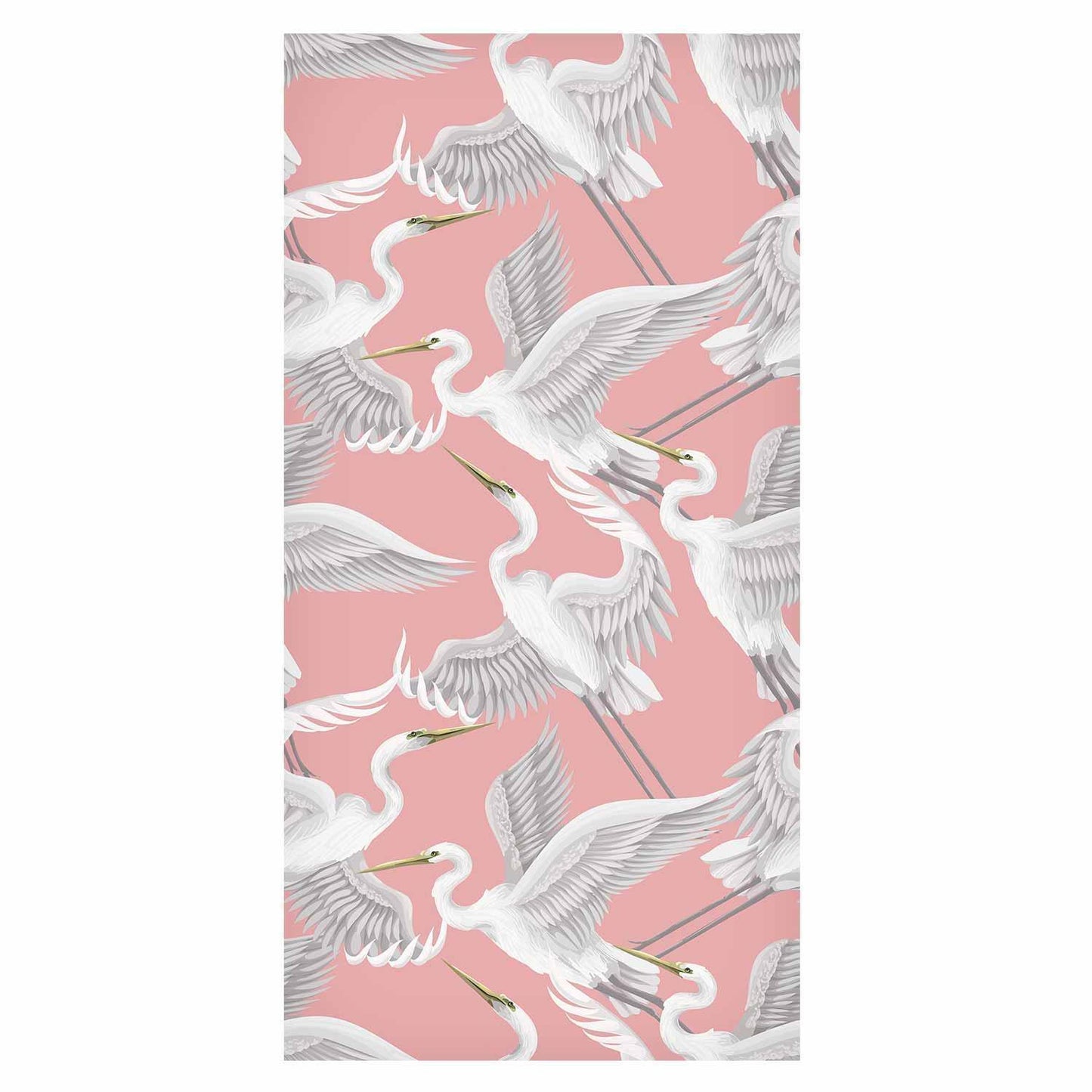 Tapete - Pastel birds – a delicate pattern of white and grey herons on a light pink background
