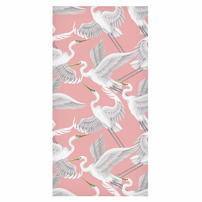 Tapete - Pastel birds – a delicate pattern of white and grey herons on a light pink background